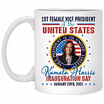 Kamala Harris First Female Vice President Inauguration Day Coffee Mug - Beer Stein - Water Bottle, White, 11 oz. White Mug Kamala Harris First Female Vice President Inauguration Day Coffee Mug - Beer Stein - Water Bottle, White, 11 oz. White Mug