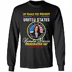 Kamala Harris First Female Vice President Inauguration Day Dark Hoodie - Sweatshirt - Long Sleeve Shirt, Black, Long Sleeve