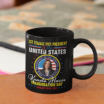 Alternative view of Kamala Harris First Female Vice President Inauguration Day Dark Coffee Mug - Beer Stein - Water Bottle