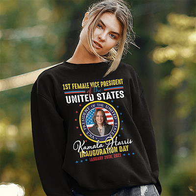 Alternative view of Kamala Harris First Female Vice President Inauguration Day Dark Hoodie - Sweatshirt - Long Sleeve Shirt