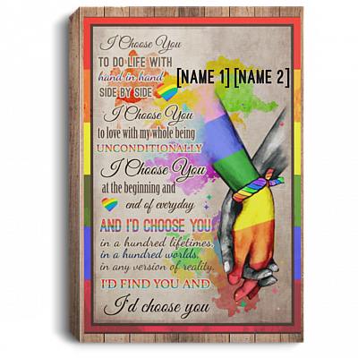 Personalized I Choose You to Do Life with LGBT Wrapped Framed Canvas Prints - Unframed Poster - Home Decor Wall Art, White, 0.75'' Framed Canvas