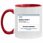 Trump Funny Account Suspended Funny Impeach Trump Accent Mug, White/Red, 11 oz. Accent Mug