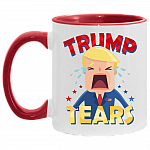 Trump Tears Funny Trump Lost Biden Won 2021 Presidential Election Accent Mug, White/Red, 11 oz. Accent Mug