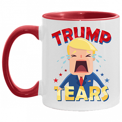 Trump Tears Funny Trump Lost Biden Won 2021 Presidential Election Accent Mug, White/Red, 11 oz. Accent Mug