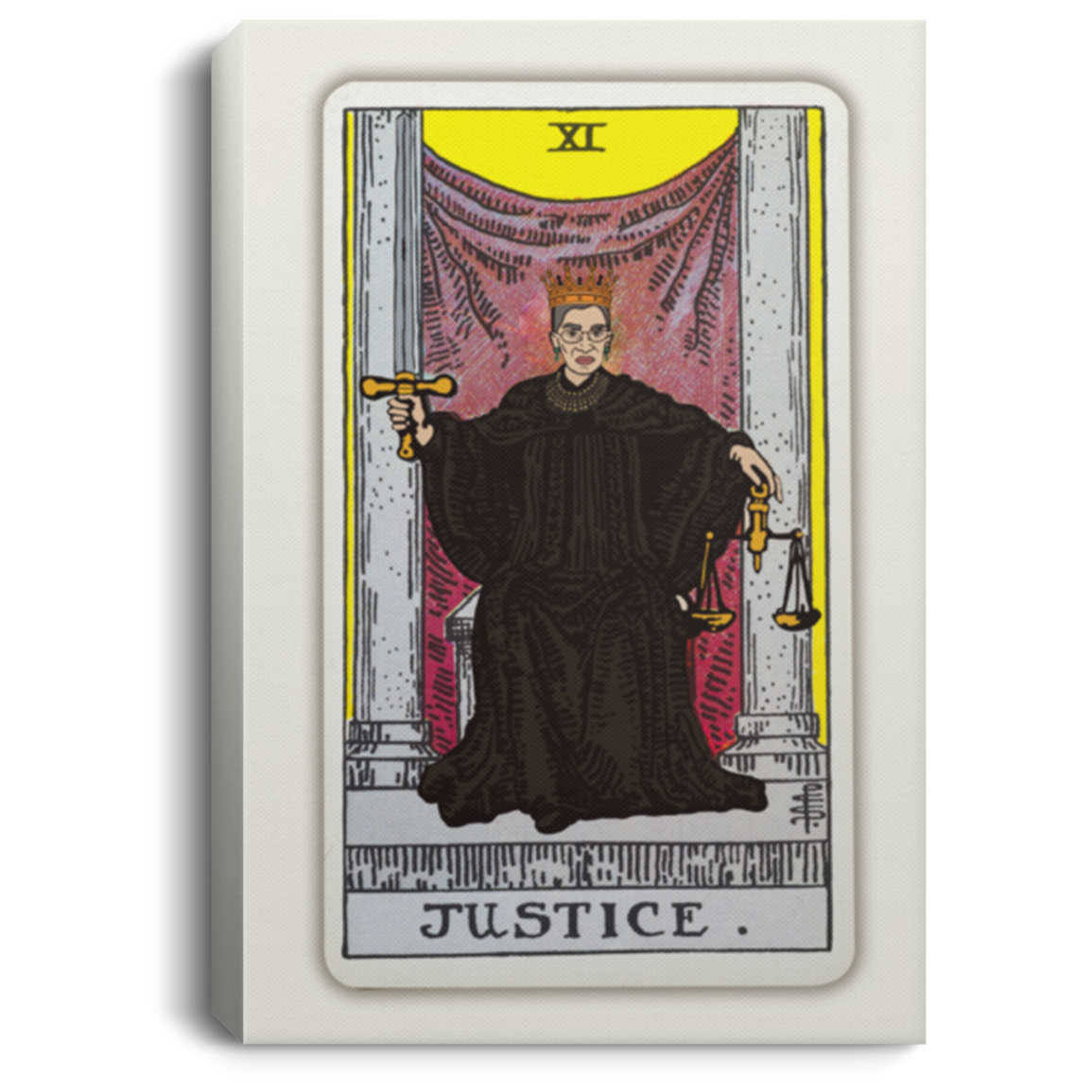 RBG Justice Card Wrapped Framed Canvas Prints - Unframed Poster - Ruth Bader Ginsburg Justice Wall Art, White, 0.75'' Framed Canvas