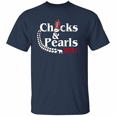 Chucks and Pearls 2021 Harris Biden T-Shirt - Kamala Harris Chucks and Pearls T-Shirt, Navy, Unisex T-Shirt