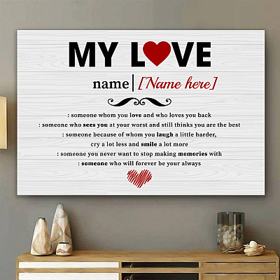 Alternative view of Personalized My Love Definition Gallery Wrapped Framed Canvas Prints - Unframed Poster - Home Decor Wall Art