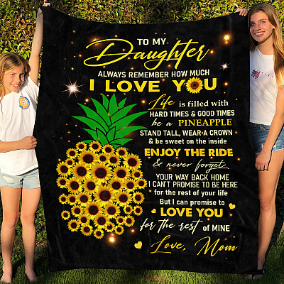 Alternative view of Pineapple To My Daughter Always Remember How Much I Love You Fleece Blanket - Pineapple Daughter Gift
