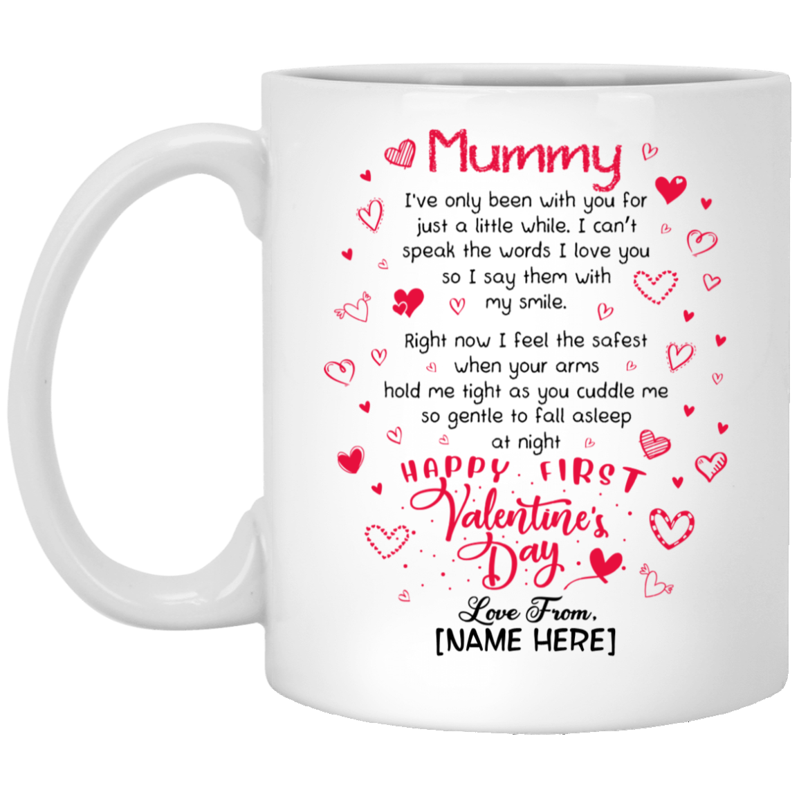 Personalized Mummy I’ve Only Been With You For Just A Little While Happy First Valentine's Day Coffee Mug, White, 11 oz. White Mug