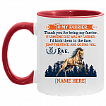 Personalized To My Farrier Thank You For Being My Farrier Accent Mug - Ceramic Coffee Mug - Farrier Gifts, White/Red, 11 oz. Accent Mug