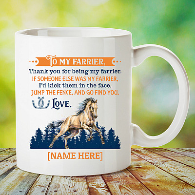 Alternative view of Personalized To My Farrier Thank You For Being My Farrier Ceramic Coffee Mug - Beer Stein - Water Bottle