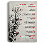 Personalized Cardinal Canvas Wall Art - I Sit In Heaven Watch You Every Day Framed Canvas - Unframed Poster, White, 0.75'' Framed Canvas