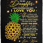 Pineapple To My Daughter, White, Cozy Plush Fleece Blanket - 50x60