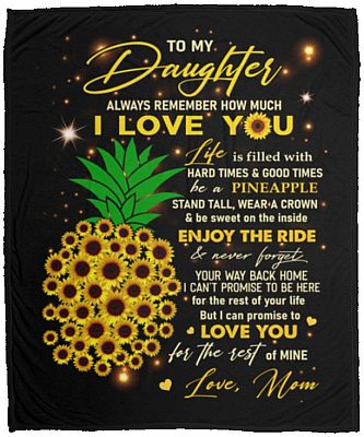 Pineapple To My Daughter, White, Cozy Plush Fleece Blanket - 50x60