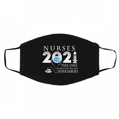 Nurses 2021 The One Where They Became Washable Reusable Custom – Printed Cloth Face Mask Cover, Black, Cloth Face Cover – Medium/Large