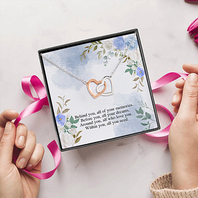 Alternative view of Behind You All Of Your Memories Within You All You Need Interlocking Hearts Pendant Necklace