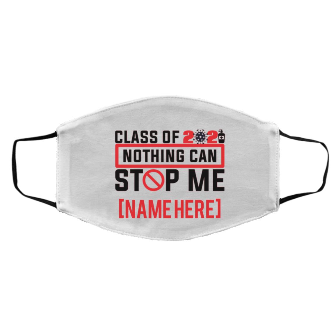 Personalized Class Mask, White, Cloth Face Cover – Medium/Large