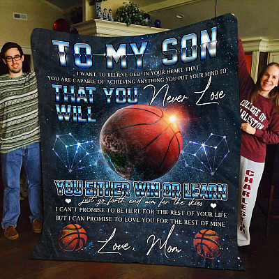 Alternative view of Mom to My Son I Want You to Believe Deep in Your Heart That Basketball Fleece Blanket - Mink Blanket