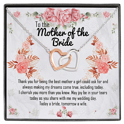 Today A Bride Tomorrow A Wife Interlocking Hearts Pendant Necklace - Parent Of The Bride Gift Idea