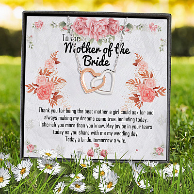 Alternative view of Today A Bride Tomorrow A Wife Interlocking Hearts Pendant Necklace - Parent Of The Bride Gift Idea