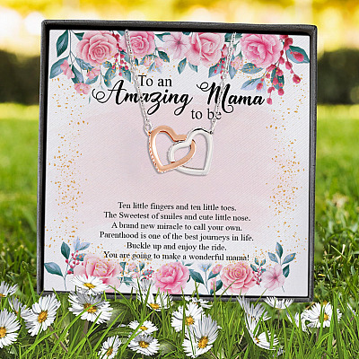 Alternative view of To An Amazing Mama To Be Interlocking Hearts Pendant Necklace