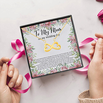 Alternative view of Thanks To My Mom On My Wedding Day Infinity Heart Pendant Necklace