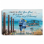 Personalized Hold Your Hand at 80 and Say Baby Let's Go Pontooning Wrapped Framed Canvas Prints - Unframed Poster, White, 0.75'' Framed Canvas
