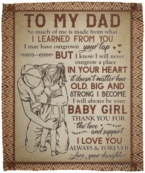 Daughter To My Dad so Much of MeBlanket, White, Cozy Plush Fleece Blanket - 50x60