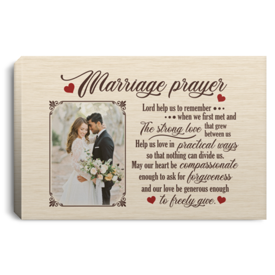 Personalized Marriage Prayer Wrapped Framed Canvas Prints - Unframed Poster - Home Decor Wall Art, White, 0.75'' Framed Canvas