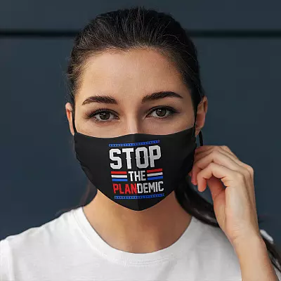 Alternative view of Stop The Plandemic Covid-19 Washable Reusable Custom Printed Cloth Face Mask Cover