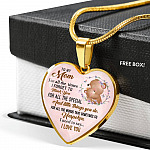 To My Wonderful Mom I Need To Say To I Love You Heart Pendant Necklace - Heart Luxury Necklace (Gold Plated)