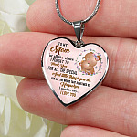 To My Wonderful Mom I Need To Say To I Love You Heart Pendant Necklace - Heart Luxury Necklace (Silver)