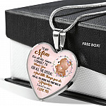 To My Wonderful Mom I Need To Say To I Love You Heart Pendant Necklace - Heart Luxury Necklace (Silver)