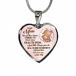 To My Wonderful Mom I Need To Say To I Love You Heart Pendant Necklace - Heart Luxury Necklace (Silver)