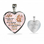 To My Wonderful Mom I Need To Say To I Love You Heart Pendant Necklace - Heart Luxury Necklace (Silver)