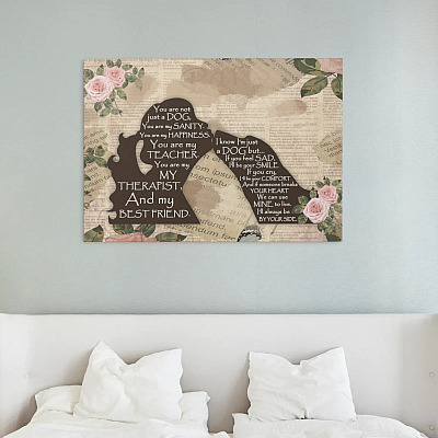 Alternative view of Girl Dog You Are Not Just A Dog You Are My Sanity You Are My Happiness Framed Canvas Prints - Unframed Poster