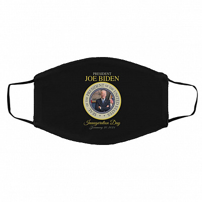 Joe Biden Day (black bg), Black, Cloth Face Cover – Medium/Large