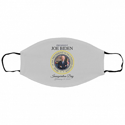Joe Biden Day (white bg), Silver, Cloth Face Cover – Small/Medium