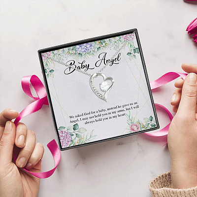 Alternative view of We Asked God For A Baby Instead He Gave Us An Angel Forever Love Pendant Necklace - Baby Loss