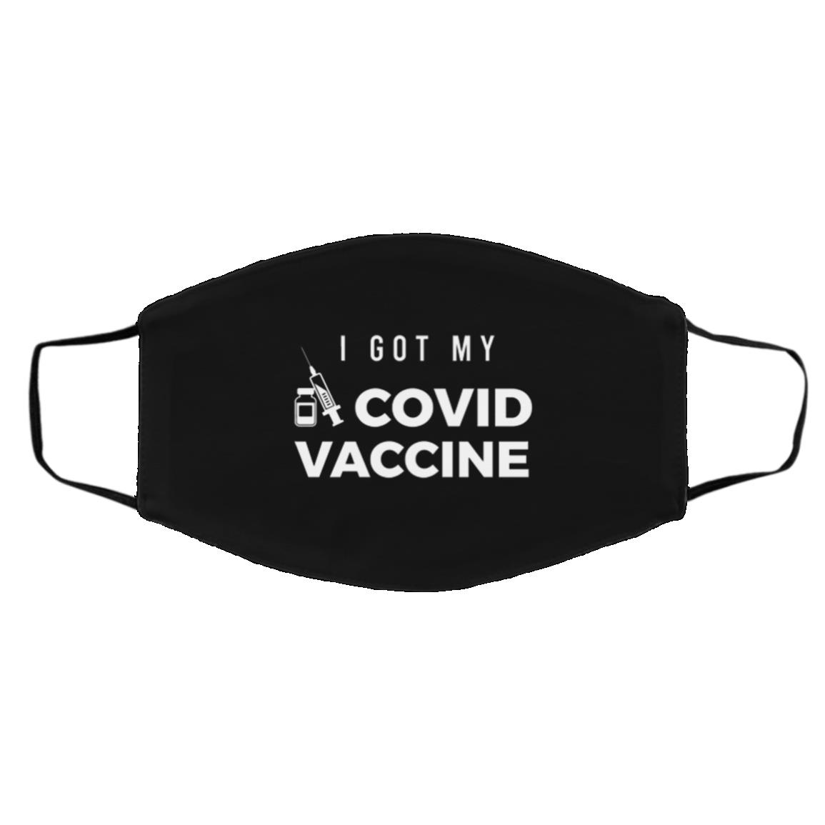 I Got My Covid Vaccine - Face Mask Cover, Black, Cloth Face Cover – Medium/Large