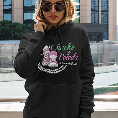 Alternative view of Kamala Harris Chucks and Pearls Aka Sorority 1908 Hoodie - Sweatshirt