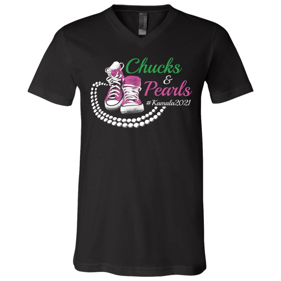 Kamala Harris Chucks and Pearls Aka Sorority 1908 T-Shirt - V Neck, Black, V-Neck T-Shirt Kamala Harris Chucks and Pearls Aka Sorority 1908 T-Shirt - V Neck, Black, V-Neck T-Shirt