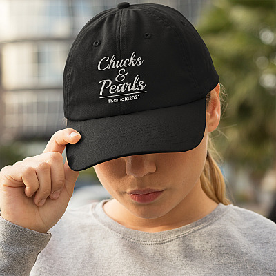 Alternative view of Kamala Harris Chucks and Pearls Aka Sorority 1908 Twill Cap - High-Profile Snapback Hat
