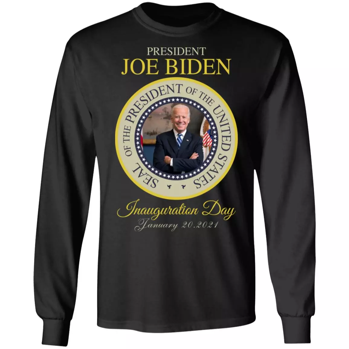 Joe Biden President Inauguration Hoodie, Black, Long Sleeve