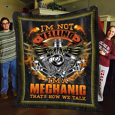 Alternative view of I'm Not Yelling I'm a Mechanic That's how We Talk Mechanic Gifts for Men Fleece Blanket - Mink Blanket
