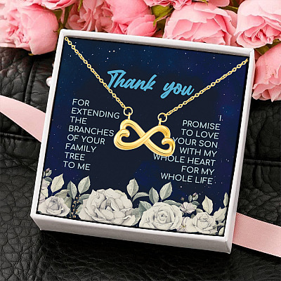 Thank You For Extending The Branches Of Your Family Tree To Me Infinity Heart Pendant Necklace