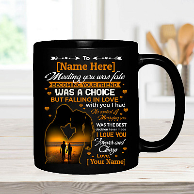 Alternative view of Personalized to My Husband Meeting You Was Fate Ceramic Coffee Mug - Beer Stein - Water Bottle - Color Changing Mug