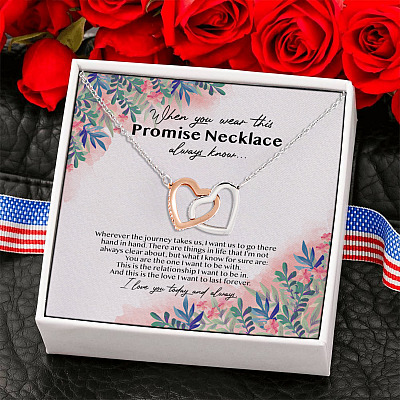 To My Wife When You Wear This Promise Necklace Always Know Interlocking Hearts Pendant Necklace