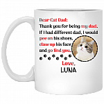 Personalized Custom Photo Cat Dad Thanks For Being My Dad With Picture Ceramic Coffee Mug - Gift For Cat Lover, White, 11 oz. White Mug