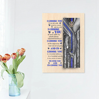 Alternative view of Police I Choose You To Do Life With Hand In Hand Side By Side Couple Framed Canvas Prints - Unframed Poster